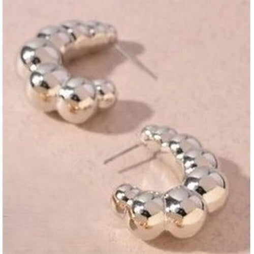 PKE6828 Bubble Hoop Earrings in Silver