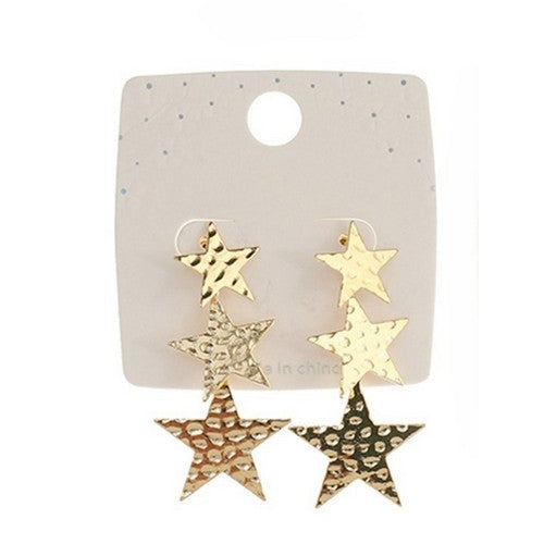 PKE45919 Hammered Star Dangle Earring in Gold