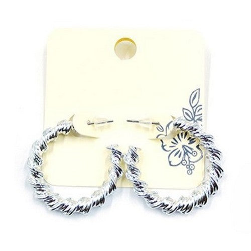 PKE9691 Twisted Hoop Earrings in Silver