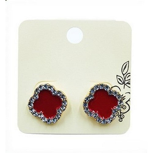 PKE9697 Quatrefoil Rhinestone & Enamel Stoppers in Red