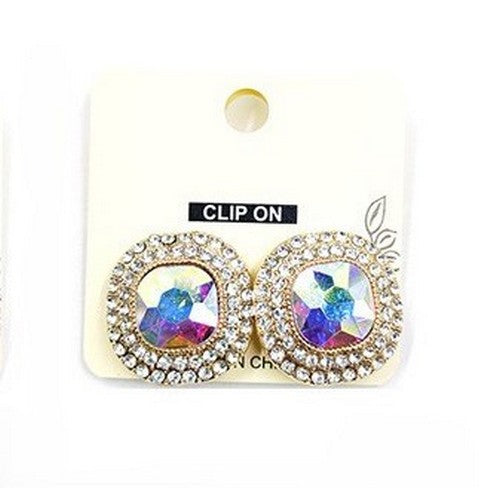 PKE9656 Square Rhinestone Gem Clip-On in AB