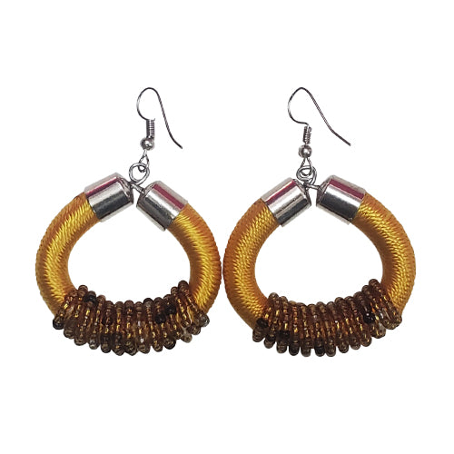 African Beaded Drop Earrings in Yellow