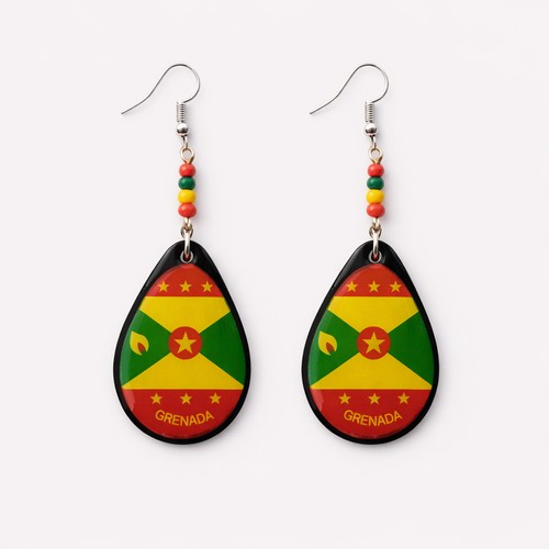 Grenada Flag Tear Drop Earring
