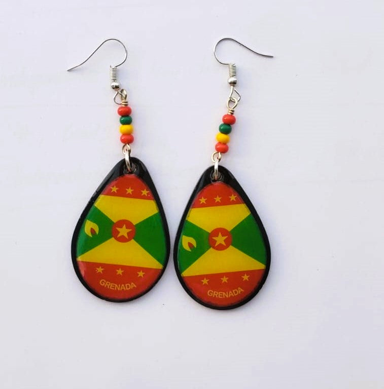 Grenada Flag Tear Drop Earring