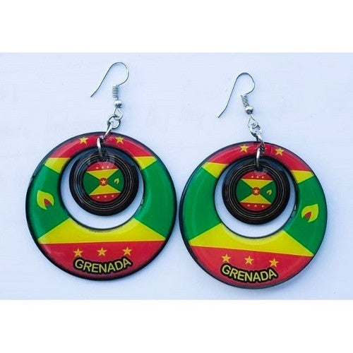 Grenada 2 Ring Flag Earring