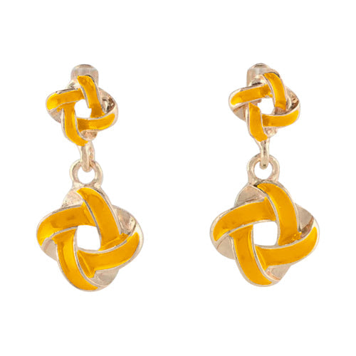 ACR 1864 Enamel Knot Gold Earrings in Mustard