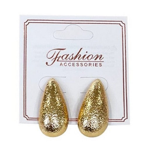 AER 1432 Pebbled Tear Drop Earrings in Gold
