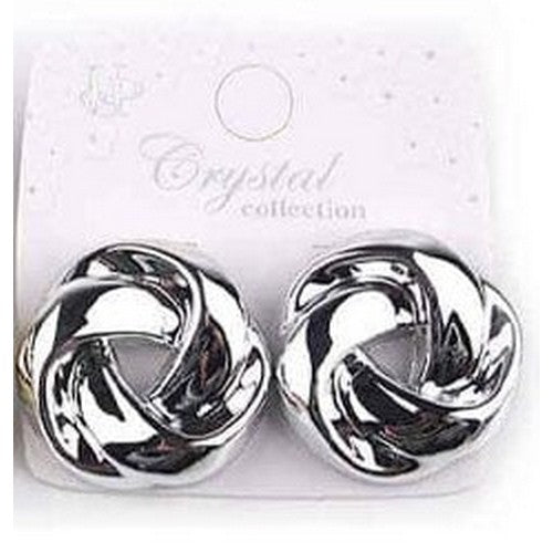 MER-6833 Large Flat Knot Earrings in Silver