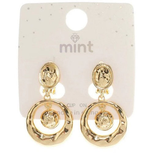 JAE-46756C Antique Pebbled Clip-On Earrings in Gold