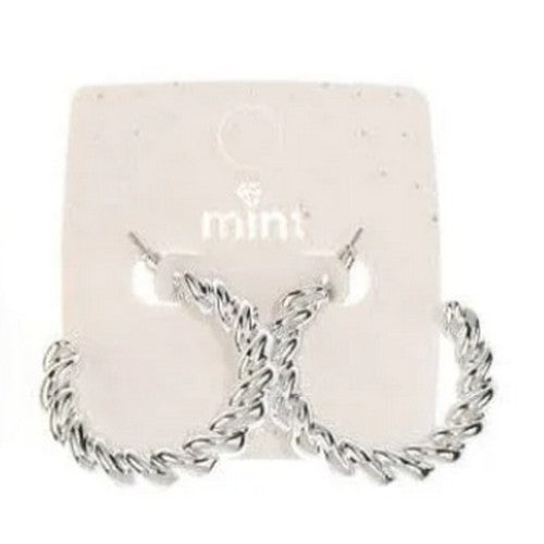JAE-46871 Rope Hoop Earrings in Silver