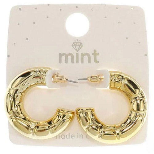 JAE-46997 Raphe Effect Hoop Earrings in Gold