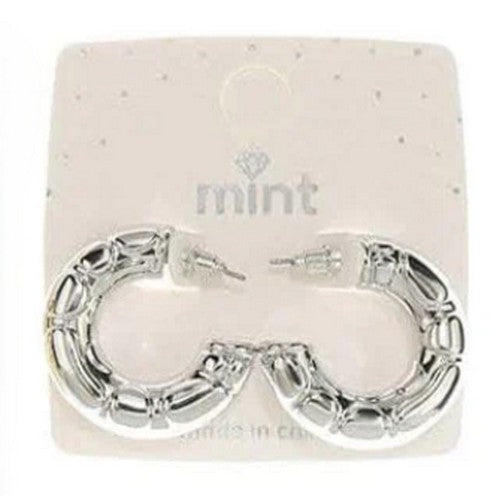 JAE-46997 Raphe Effect Hoop Earrings in Silver