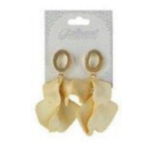 EF-1214SK Oversize Flower Dangle Earrings in Beige