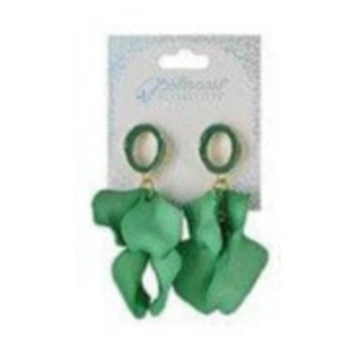 EF-1214SK Oversize Flower Dangle Earrings in Green