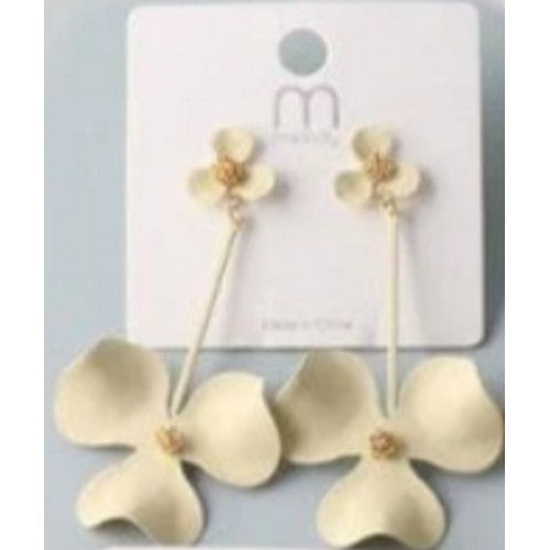 ER 35944 Painted Orchid Drop Earrings in Beige