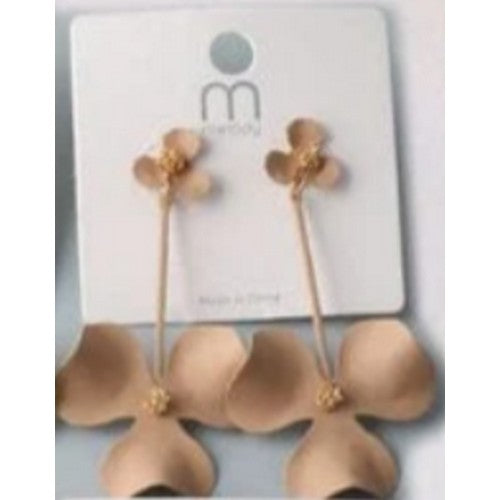 ER 35944 Painted Orchid Drop Earrings in Brown