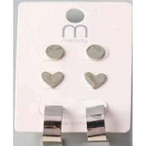 ER 37266GS Flat Haggle Hoop 3-Pair Earrings Set in Silver