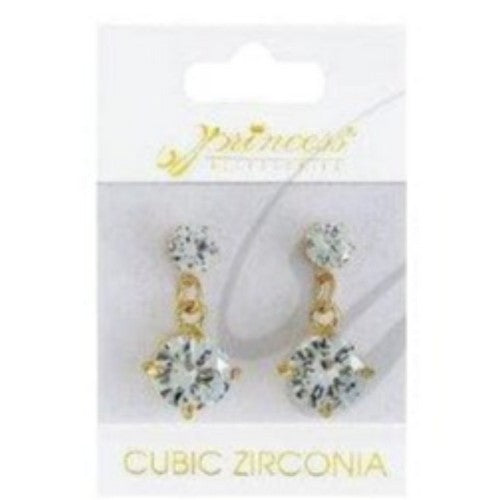 ES-50018GS Cubic Zirconia Double Gem Earring in Gold