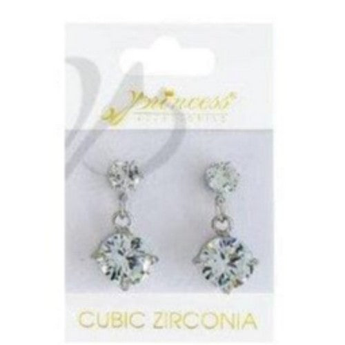 ES-50018GS Cubic Zirconia Double Gem Earring in Silver