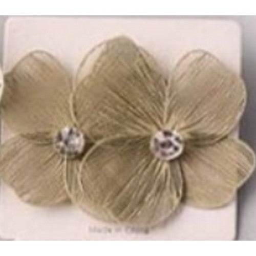 ER 37651 Rhinestone Wire Clover Flower Earring in Grey