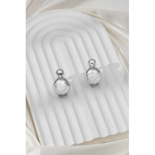 EME3931 Double Ball Stopper Earring in Silver