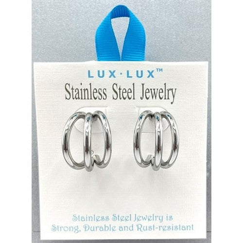 Lux Lux Stainless Steel Triple Hoop Earrings in Silver