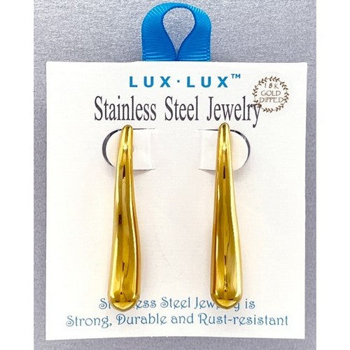 Lux Lux Stainless Steel Wavy Drop Earrings in 18K Gold Dip