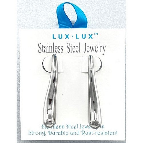 Lux Lux Stainless Steel Wavy Drop Earrings in Silver