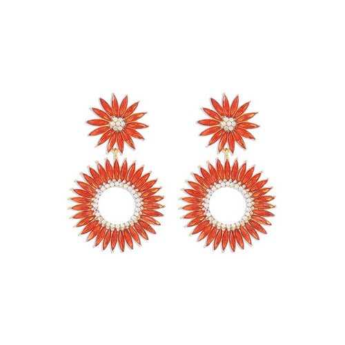 Starburst Rhinestone Earrings in Red
