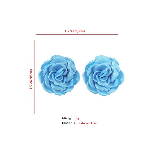 Romantic Satin Flower Stud Earrings in Blue