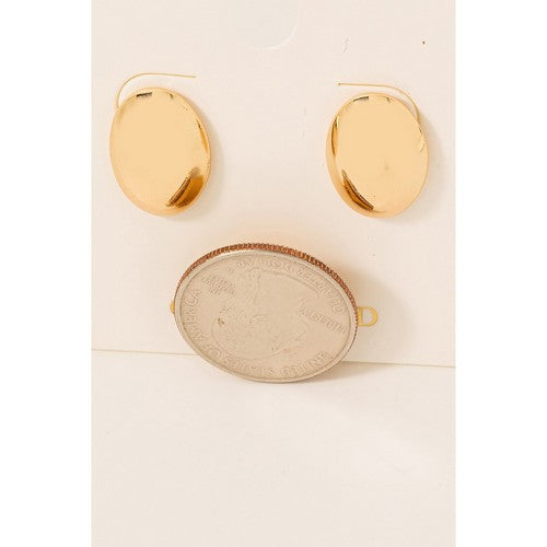Tell Your Tale Gold Dipped Oval Disc Stud Earrings in Gold