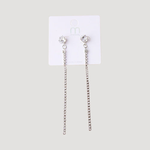 Rhinestone Chain Tail Earring in Silver