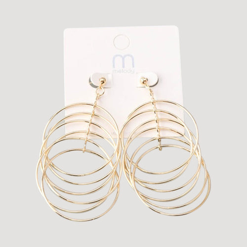 Circle Rings Layer Drop Earring in Gold