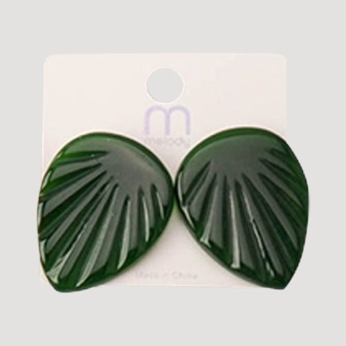 Acrylic Press Leaf Earring in Green