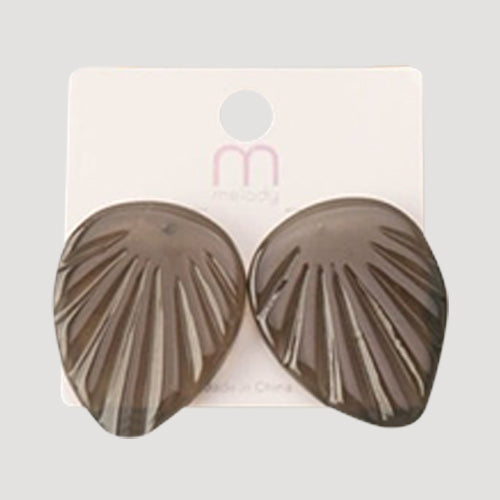 Acrylic Press Leaf Earring in Grey
