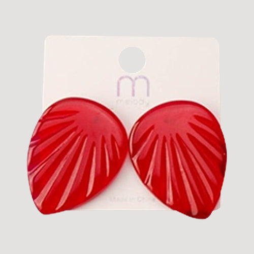 Acrylic Press Leaf Earring in Red