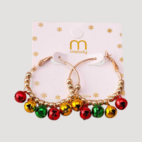 Jingle Bells Gold Hoop Earring