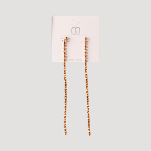 Single Strand Rhinestone Gold Earring in Red