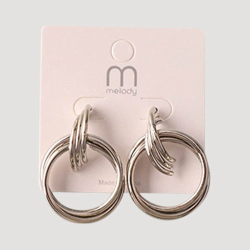 Triple Band Doorknocker Earring in Silver