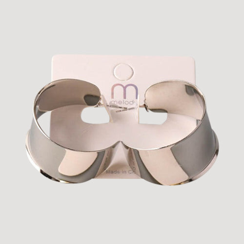 Flat Raised Edge Wide Hoop Earring in Silver