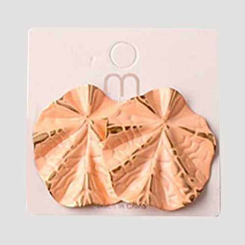 Stamped Folded Leaf Post Earring in Orange