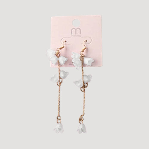 Buttercup Flower Chain Drop Earring in White