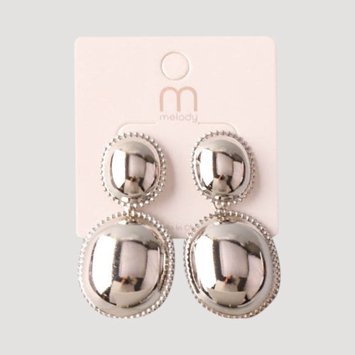 Beaded Frame Chunky Drop Earring in Silver