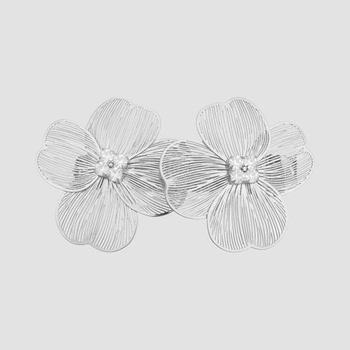 Rhinestone Centre Wire Flower Earrings in Silver & Clear Crystal