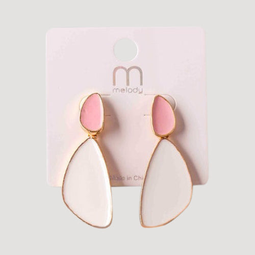 Enamel Fan Drop Earring in White
