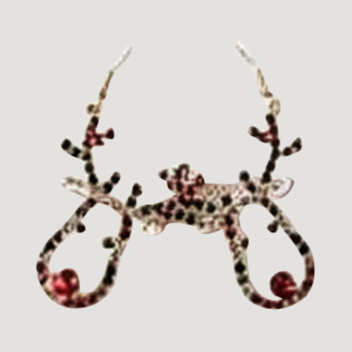 Christmas Theme Rhinestone Earrings in Gold Reindeer