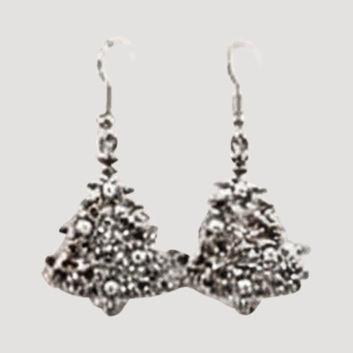 Christmas Theme Rhinestone Earrings in Silver Tree