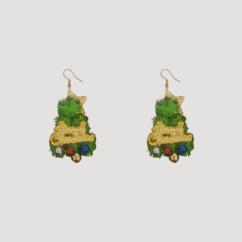 CEF-20041 Christmas Dangle Earrings in Christmas Tree