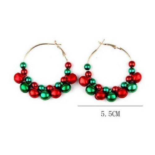 Jingle Bells Hoop Earrings in Silver