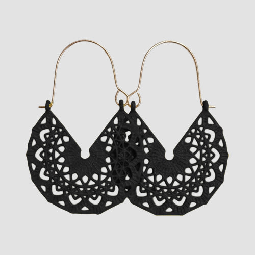 Boho Enamel Dangle Earrings in Black